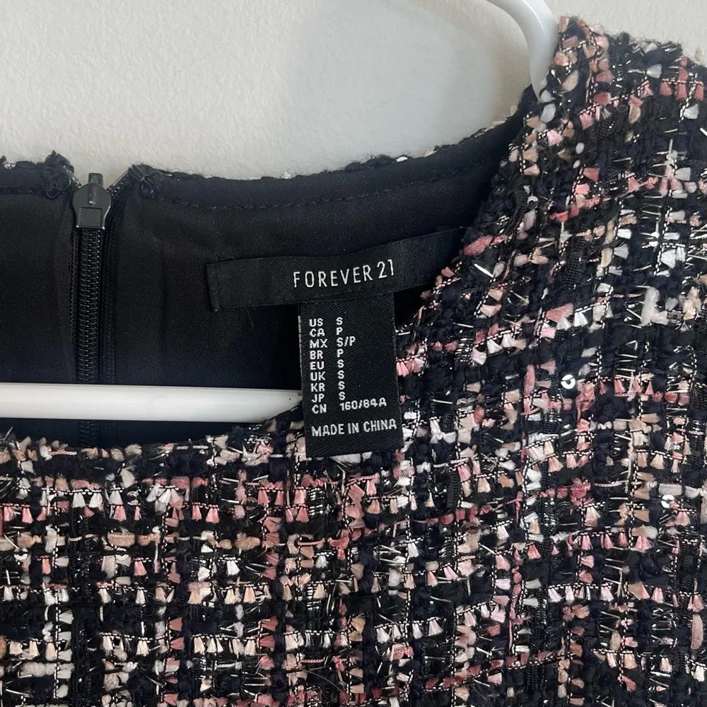 Pink Sparkly Tweed Mini Dress - Picture 6 of 6